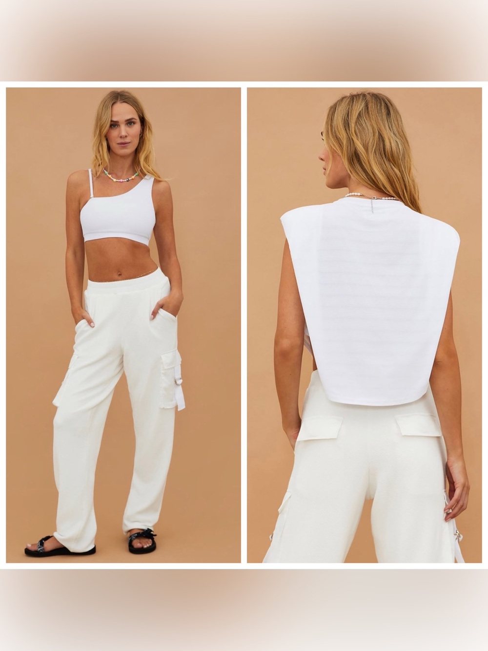 Women's White Cargo Pants